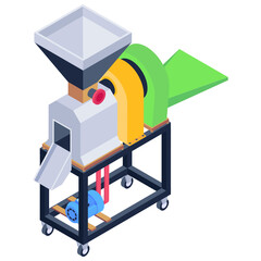 Poster - 
Combined rice mill machine isometric trendy design vector

