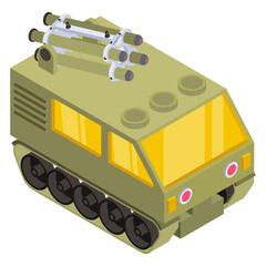 Wall Mural - 
Military mini tank in isometric style icon 

