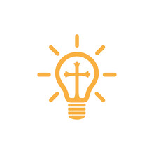 Light Bulb Vector Logo Template Art Eco Energy Power Electricity With Church Sign