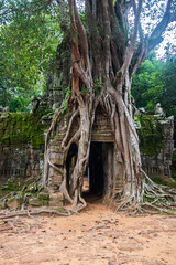 Sticker - Vertical shot of Ta Som Temple in Siem Reap, Cambodia