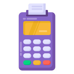 Sticker - 
Cash till with invoice, pos machine flat vector design 

