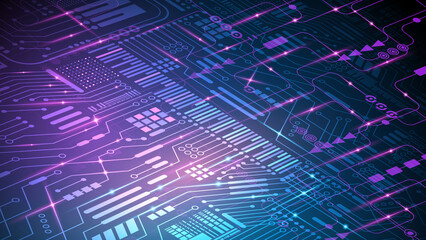 Wall Mural - abstract technological vector background. computer network and chips. internet and technology. elect