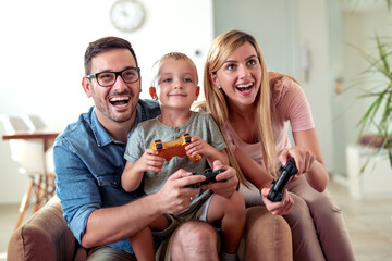 Wall Mural - Family having fun at home