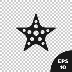 Sticker - Black Starfish icon isolated on transparent background. Vector