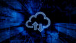 © RocknRoller Studios - Data storage Technology Concept with cloud symbol against a Futuristic, Blue Digital Grid background. Network Tech Wallpaper. 3D Render