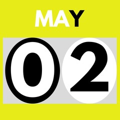 May 2 . Modern daily calendar icon .date ,day, month .calendar for the month of May