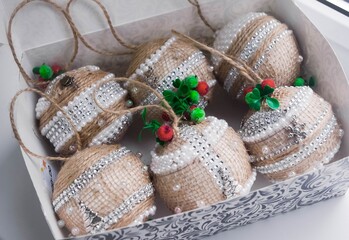 basket with christmas balls