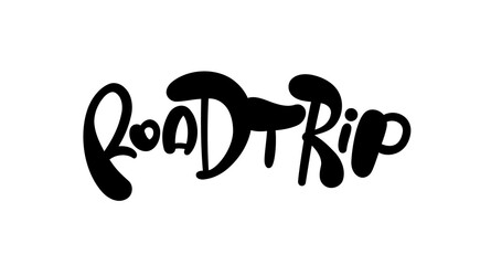 Fototapete - Vector Hand Drawn type lettering of Road Trip.