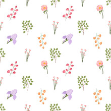 Spring Flowers Seamless Pattern For Fabric And Textile