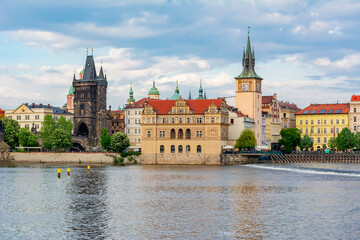 Prague medieval architecture and Vltava river, Czech Republic