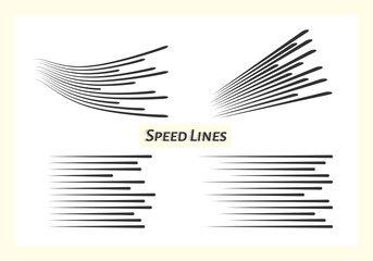 Wall Mural - Speed lines with perspective. A set. Monochrome collection. Vector overlay templates.