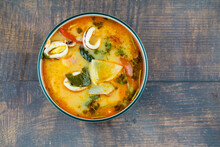 Bowl Of Thai Fresh Squid Tom Yum Soup