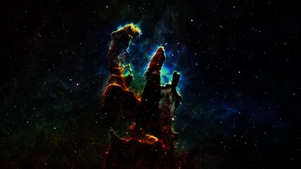 Wall Mural - 4k 3d flight to star field galaxy and nebulae deep space exploration the eagle nebula with flashing 