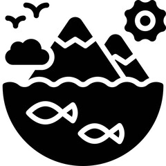 Wall Mural - Mountain and Sea icon, Earth Day related vector