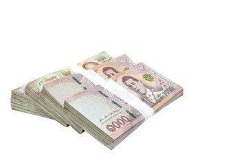 money banknote thai baht on white, savings money and financial business concept, copy space