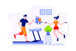 © freeslab - A man runs on treadmill and a woman jumps rope.