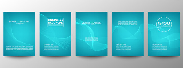 Wall Mural - Cover geometric minimal. Set. Vector abstract line pattern for poster design. Set of templates for business brochures. Cool gradients. Graphic pattern for annual album backdrop.
