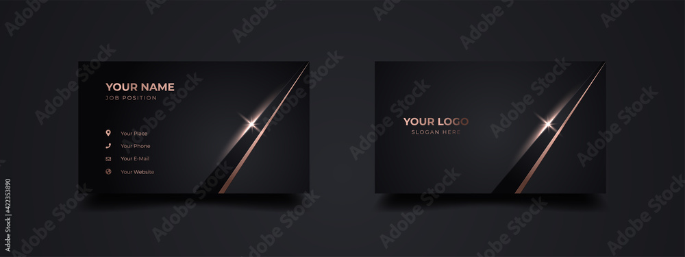 Manager business card template. Luxury and elegant with dark golden light effect background. Vector illustration ready to print. - obrazy, fototapety, plakaty 