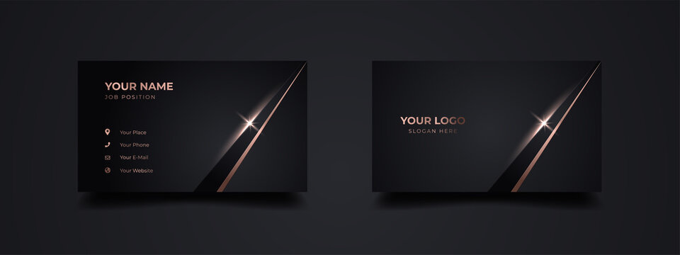 manager business card template. luxury and elegant with dark golden light effect background. vector 