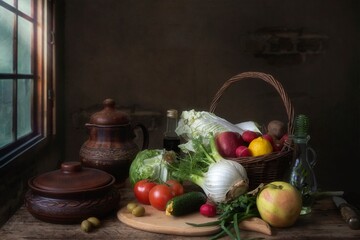 Wall Mural - Still life with vegetables and fruits