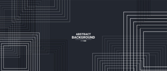 abstract black background with white square lines. digital future technology concept. vector illustr