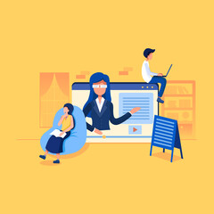 Video Tutorials Vector Illustration concept. Flat illustration isolated on white background.