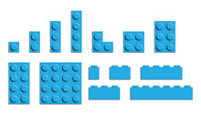 Set Of Building Bricks In Light Blue Color