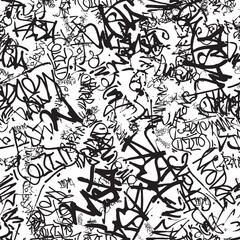 vector graffiti seamless pattern with abstract tags