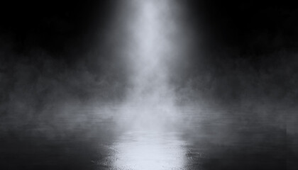 Abstract dark background, smoke, smog, light. Empty scene, top spotlight.