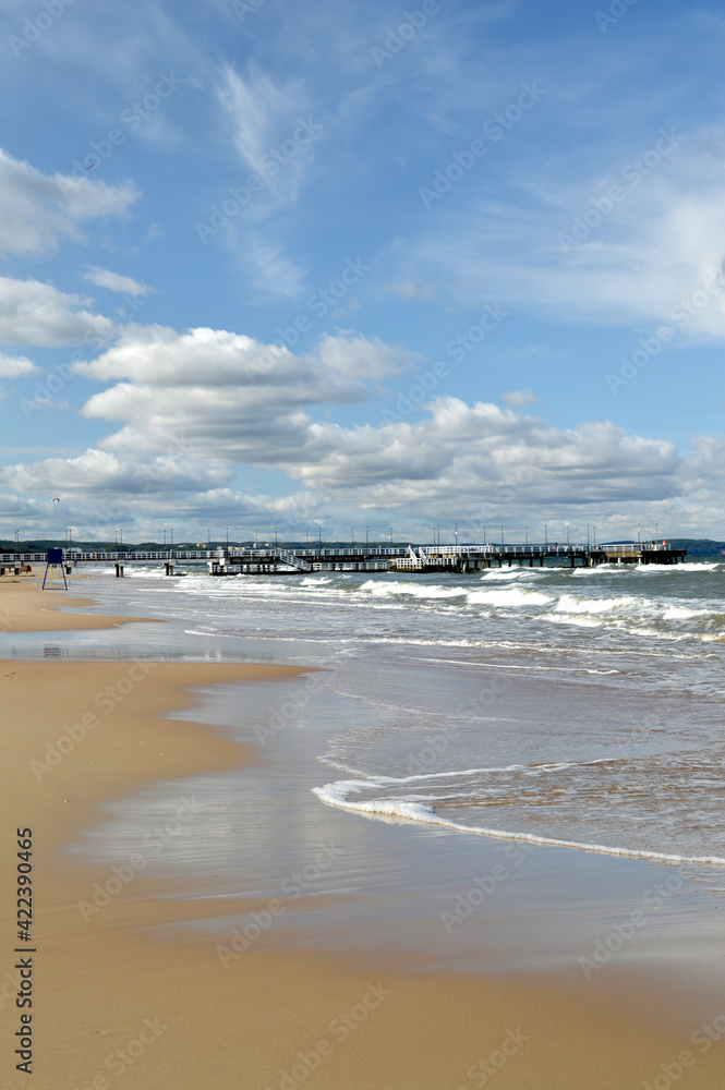 Fale plaża morze Bałtyckie - obrazy, fototapety, plakaty 