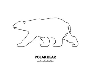Sticker - Bear outline. Continuous single line. Animal contour. Linear logo