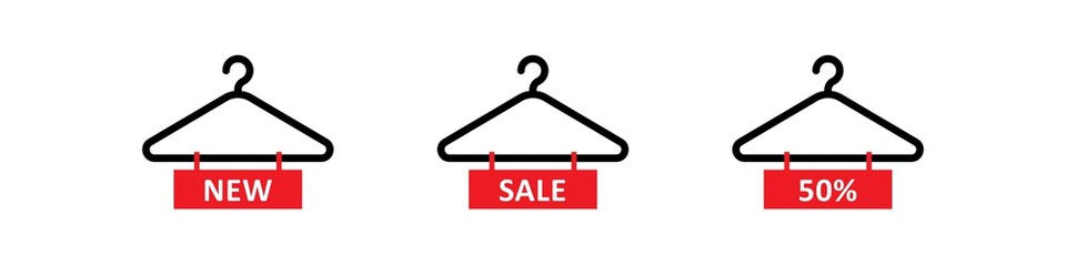 Wall Mural - shop hanger icon set. hook sale logo. coat rack illustration in vector flat
