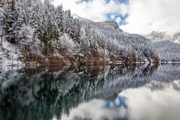 Wall Mural - lake in mountains late autumn, Alps, Italy