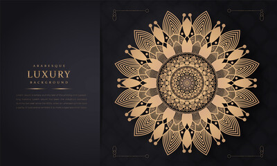 luxury ornamental mandala design background in gold color Set of vector design templates. Business card with floral circle ornament. 