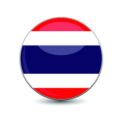 Wall Mural - Thailand country button icon in flat style. Eps 10 vector illustration.