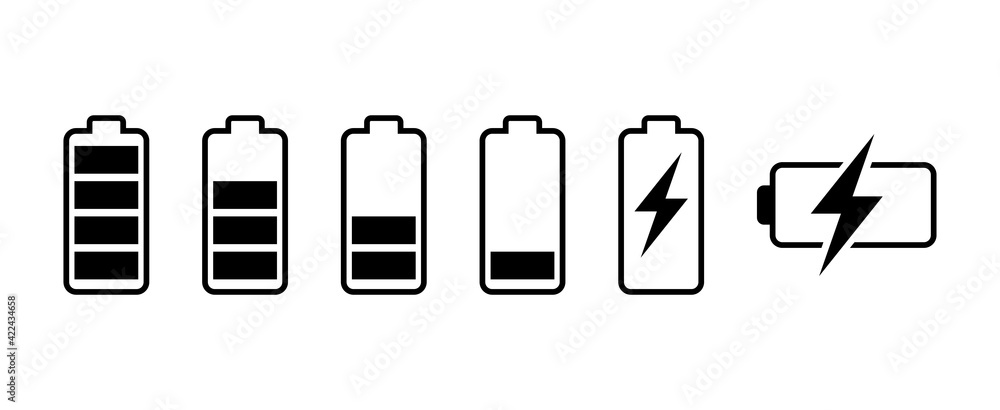 Battery icon set. battery charge level. battery Charging icon - obrazy, fototapety, plakaty 