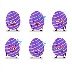 Sticker - Cartoon character of purple easter egg with sleepy expression