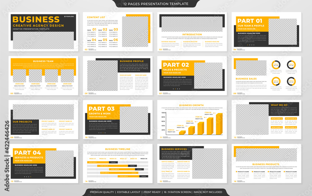 business presentation template design with clean style and modern ...