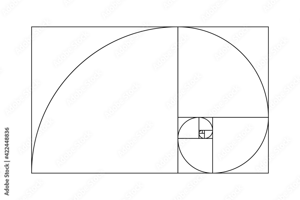 Ration section proportions Vector pattern in golden ratio Fibonacci ...