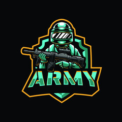 Army mascot logo design illustration