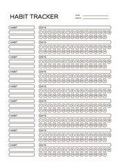 Wall Mural - Habits Tracker for a Month. Simle Template. Design for organizer or planner. Printable page