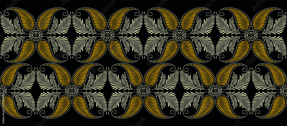 Seamless vector leaves border design Stock Vector | Adobe Stock