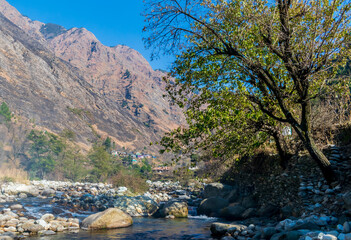 Wall Mural - a mountain stream, pekhri, tirthan valley, himachal pradesh, india