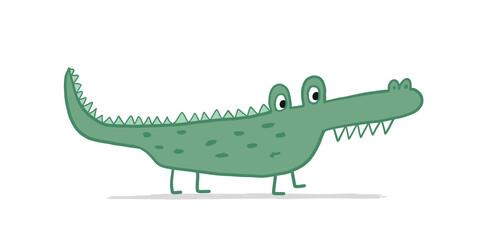 Poster - Funny Crocodile Character. Childish Style. Sketch for your design