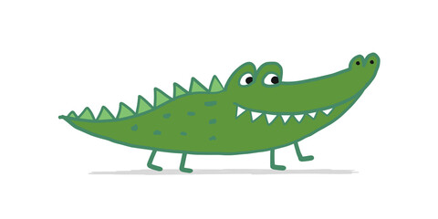 Poster - Funny Crocodile Character. Childish Style. Sketch for your design
