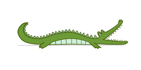 Poster - Funny Crocodile Character. Childish Style. Sketch for your design