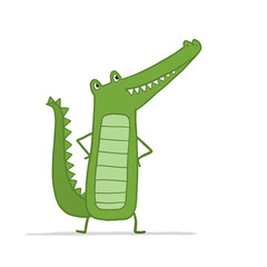 Poster - Funny Crocodile Character. Childish Style. Sketch for your design