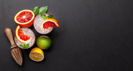 Wall Mural - Fresh citrus lemonade with mint and crushed ice