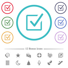 Poster - Checked box flat color icons in circle shape outlines