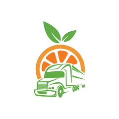 Wall Mural - Illustration truck transportation sign with orange logo design template